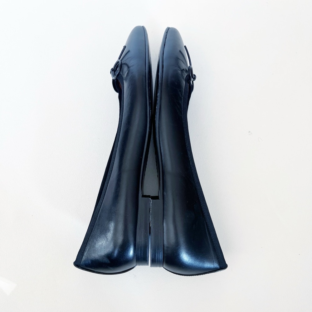 Margaux Black Pointed-Toe Leather Ballet Flats with Bow - Picture 6 of 10